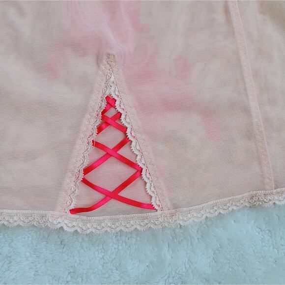 Victoria's Secret Very Sexy Garter Slip-on Bra Babydoll Hot Pink Ivory 36C - Picture 7 of 9